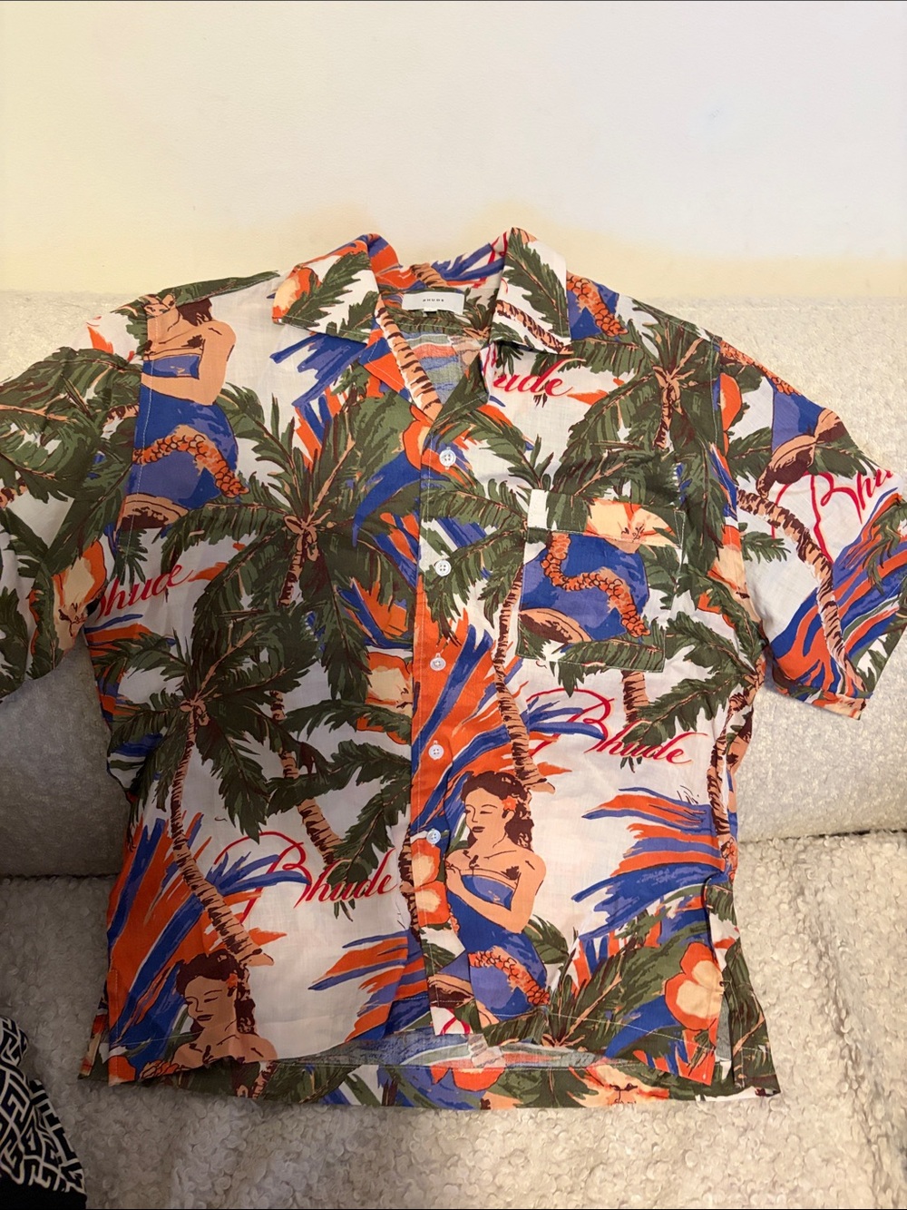 Rhude Multicolor Tropical Print Shirt — Orange, Blue & Green